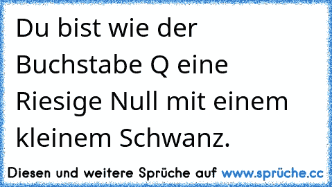 Du bist wie der Buchstabe Q eine Riesige Null mit einem kleinem Schwanz.