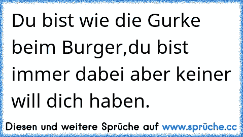 Du bist wie die Gurke beim Burger,du bist immer dabei aber keiner will dich haben.