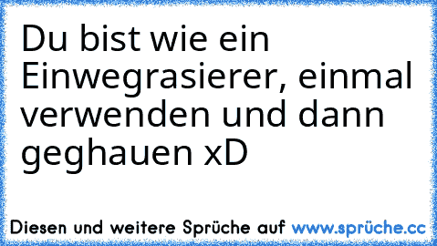 Du bist wie ein Einwegrasierer,
 einmal verwenden und dann geghauen xD