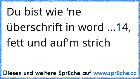 Du bist wie 'ne überschrift in word ...14, fett und auf'm strich