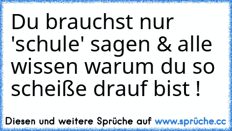 Du brauchst nur 'schule' sagen & alle wissen warum du so scheiße drauf bist !