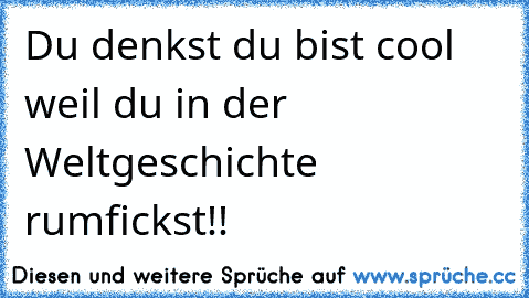 Du denkst du bist cool weil du in der Weltgeschichte rumfickst!!