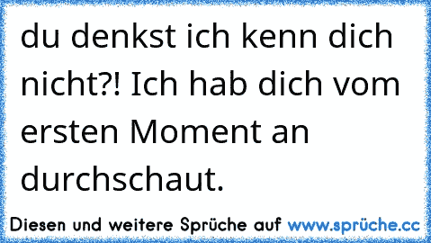 du denkst ich kenn dich nicht?! Ich hab dich vom ersten Moment an durchschaut.