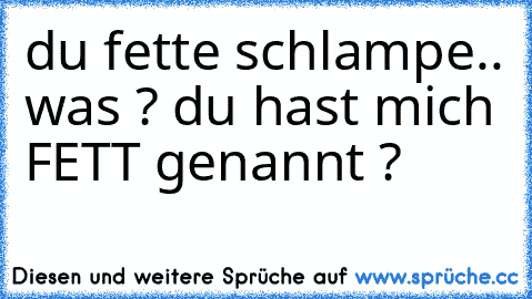 du fette schlampe.. was ? du hast mich FETT genannt ?