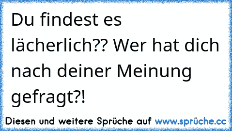 Du findest es lächerlich?? Wer hat dich nach deiner Meinung gefragt?!