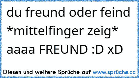 du freund oder feind *mittelfinger zeig* aaaa FREUND :D xD