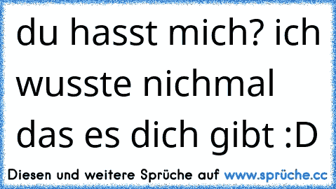 du hasst mich? ich wusste nichmal das es dich gibt :D