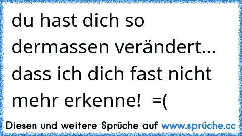 du hast dich so dermassen verändert... dass ich dich fast nicht mehr erkenne!  =(