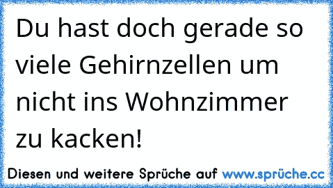 Du hast doch gerade so viele Gehirnzellen um nicht ins Wohnzimmer zu kacken!