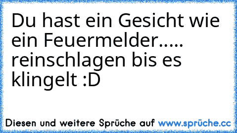 Du hast ein Gesicht wie ein Feuermelder..... reinschlagen bis es klingelt
 :´D