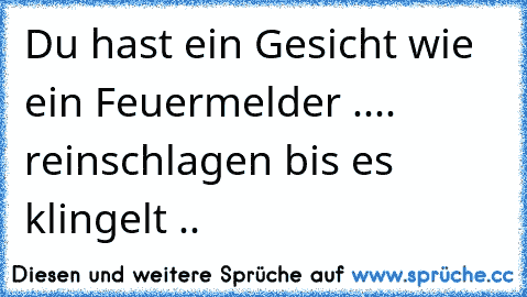 Du hast ein Gesicht wie ein Feuermelder .... reinschlagen bis es klingelt ..