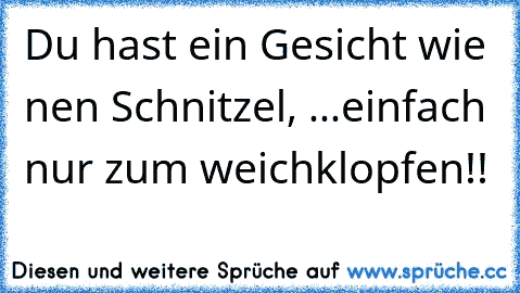 Du hast ein Gesicht wie nen Schnitzel, ...einfach nur zum weichklopfen!!