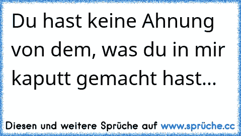 Du hast keine Ahnung von dem, was du in mir kaputt gemacht hast...