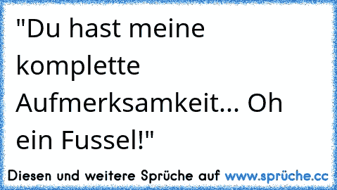 "Du hast meine komplette Aufmerksamkeit... Oh ein Fussel!"