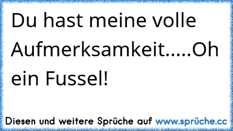 Du hast meine volle Aufmerksamkeit.....Oh ein Fussel!