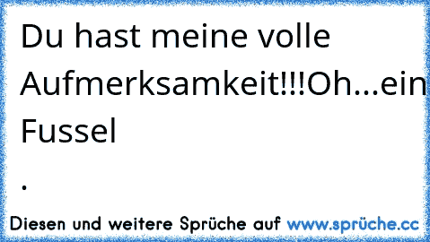 Du hast meine volle Aufmerksamkeit!!!
Oh...ein Fussel .