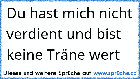 Du hast mich nicht verdient und bist keine Träne wert