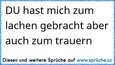 DU hast mich zum lachen gebracht aber auch zum trauern