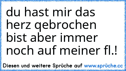 du hast mir das herz qebrochen bist aber immer noch auf meiner fl.! 