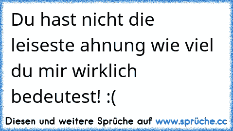 Du hast nicht die leiseste ahnung wie viel du mir wirklich bedeutest! :(
♥