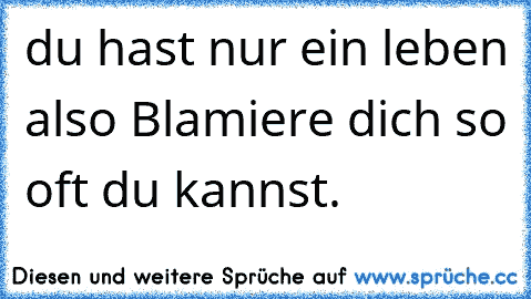 du hast nur ein leben also Blamiere dich so oft du kannst.