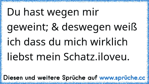 Du hast wegen mir geweint; & deswegen weiß ich dass du mich wirklich liebst mein Schatz.
iloveu. ♥