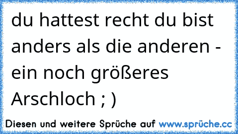 du hattest recht du bist anders als die anderen - ein noch größeres Arschloch ; )