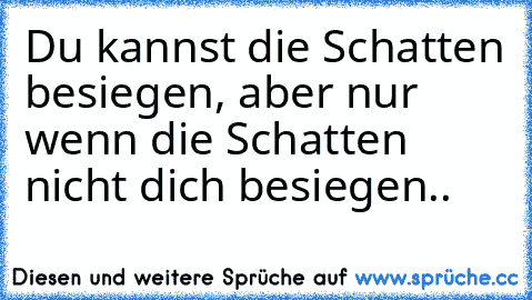 Du kannst die Schatten besiegen, aber nur wenn die Schatten nicht dich besiegen..