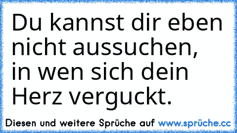 Du kannst dir eben nicht aussuchen, in wen sich dein Herz verguckt.