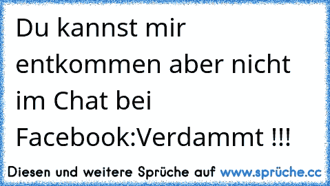 Du kannst mir entkommen aber nicht im Chat bei Facebook:Verdammt !!!