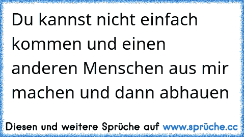 Du kannst nicht einfach kommen und einen anderen Menschen aus mir machen und dann abhauen …