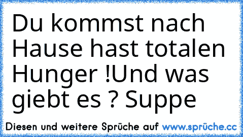 Du kommst nach Hause hast totalen Hunger !
Und was giebt es ? Suppe