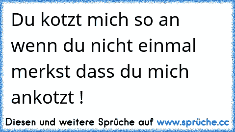 Du kotzt mich so an wenn du nicht einmal merkst dass du mich ankotzt !