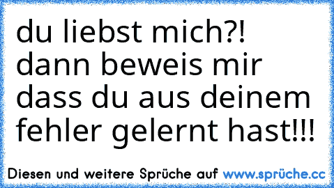 du liebst mich?! dann beweis mir dass du aus deinem fehler gelernt hast!!!