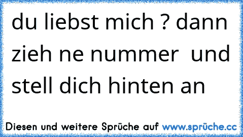 du liebst mich ? dann zieh ne nummer  und stell dich hinten an