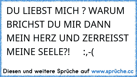 DU LIEBST MICH ? WARUM BRICHST DU MIR DANN MEIN HERZ UND ZERREISST MEINE SEELE?!     :,-(