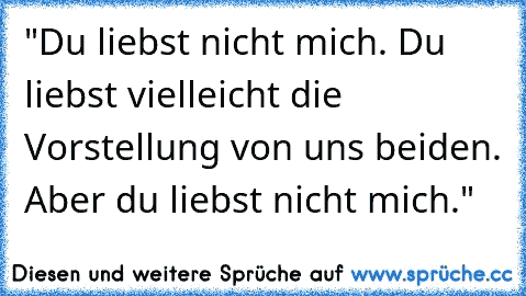 "Du liebst nicht mich. Du liebst vielleicht die Vorstellung von uns beiden. Aber du liebst nicht mich."