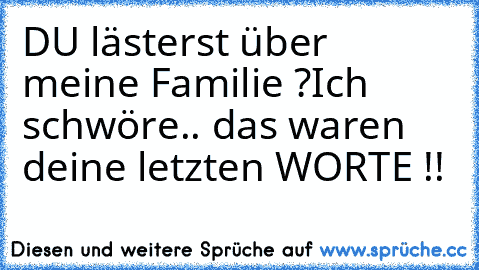 DU lästerst über meine Familie ?¿
Ich schwöre.. das waren deine letzten WORTE !!