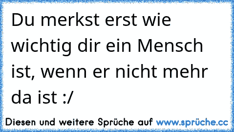 Du merkst erst wie wichtig dir ein Mensch ist, wenn er nicht mehr da ist :/