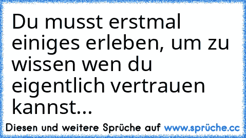 Du musst erstmal einiges erleben, um zu wissen wen du eigentlich vertrauen kannst...