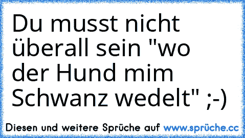 Du musst nicht überall sein "wo der Hund mim Schwanz wedelt" ;-)