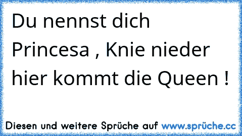 Du nennst dich Princesa , Knie nieder hier kommt die Queen !