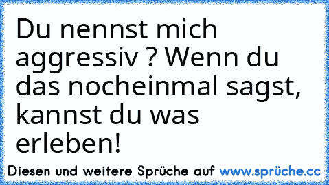 Du nennst mich aggressiv ? Wenn du das nocheinmal sagst, kannst du was erleben!