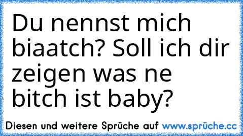 Du nennst mich biaatch? Soll ich dir zeigen was ne bitch ist baby?