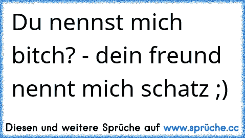 Du nennst mich bitch? - dein freund nennt mich schatz ;)