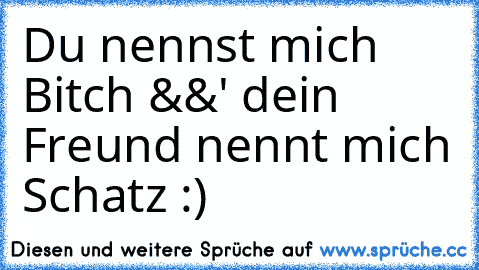 Du nennst mich Bitch &&' dein Freund nennt mich Schatz :)