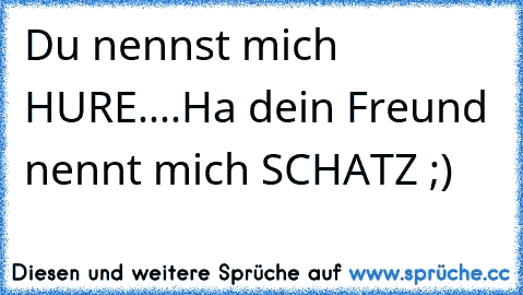 Du nennst mich HURE....Ha dein Freund nennt mich SCHATZ ;)