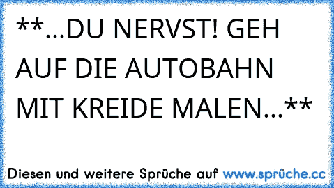 **...DU NERVST! GEH AUF DIE AUTOBAHN MIT KREIDE MALEN...**