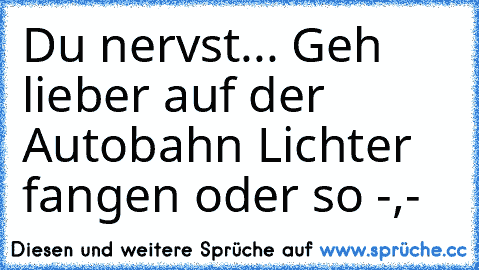 Du nervst... Geh lieber auf der Autobahn Lichter fangen oder so -,-