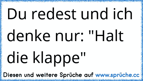 Du redest und ich denke nur: "Halt die klappe"